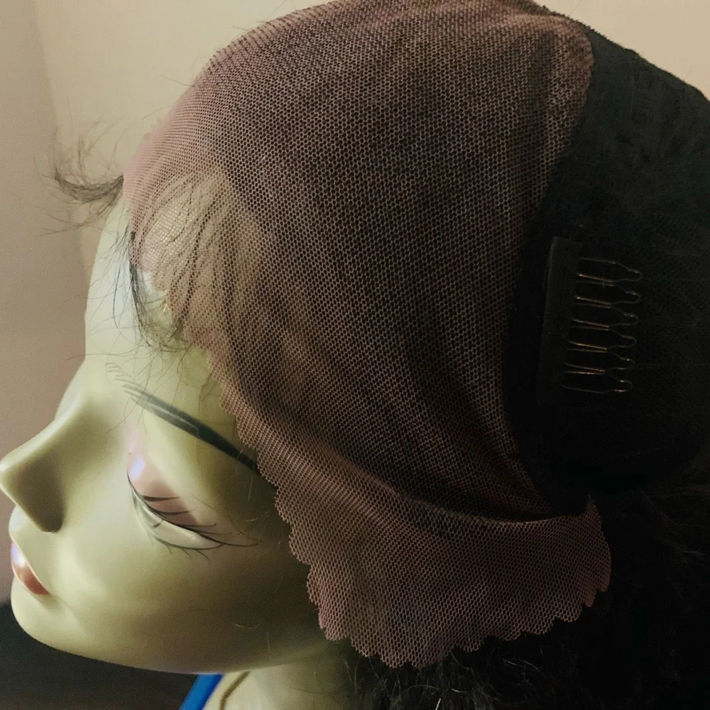 100 Human Hair Black Curly Lace Front Wig - Picture 6 of 13